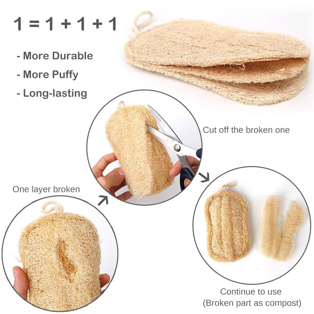 Natural Loofah Sponge Biodegradable Loofah Dish Sponge Non-Scratch Compostable Dishwashing Loofah Sponge for Kitchen Cleaning