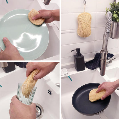 Natural Loofah Sponge Biodegradable Loofah Dish Sponge Non-Scratch Compostable Dishwashing Loofah Sponge for Kitchen Cleaning